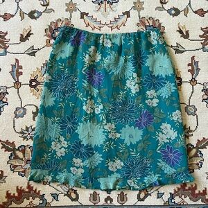 Susan Bristol Teal and Purple Floral A-Line Skirt